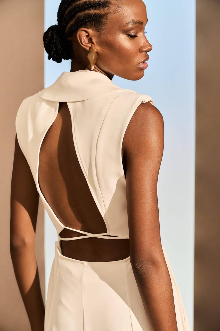 Vestido Longuete Costas Vazada - Off White VES0027OFF