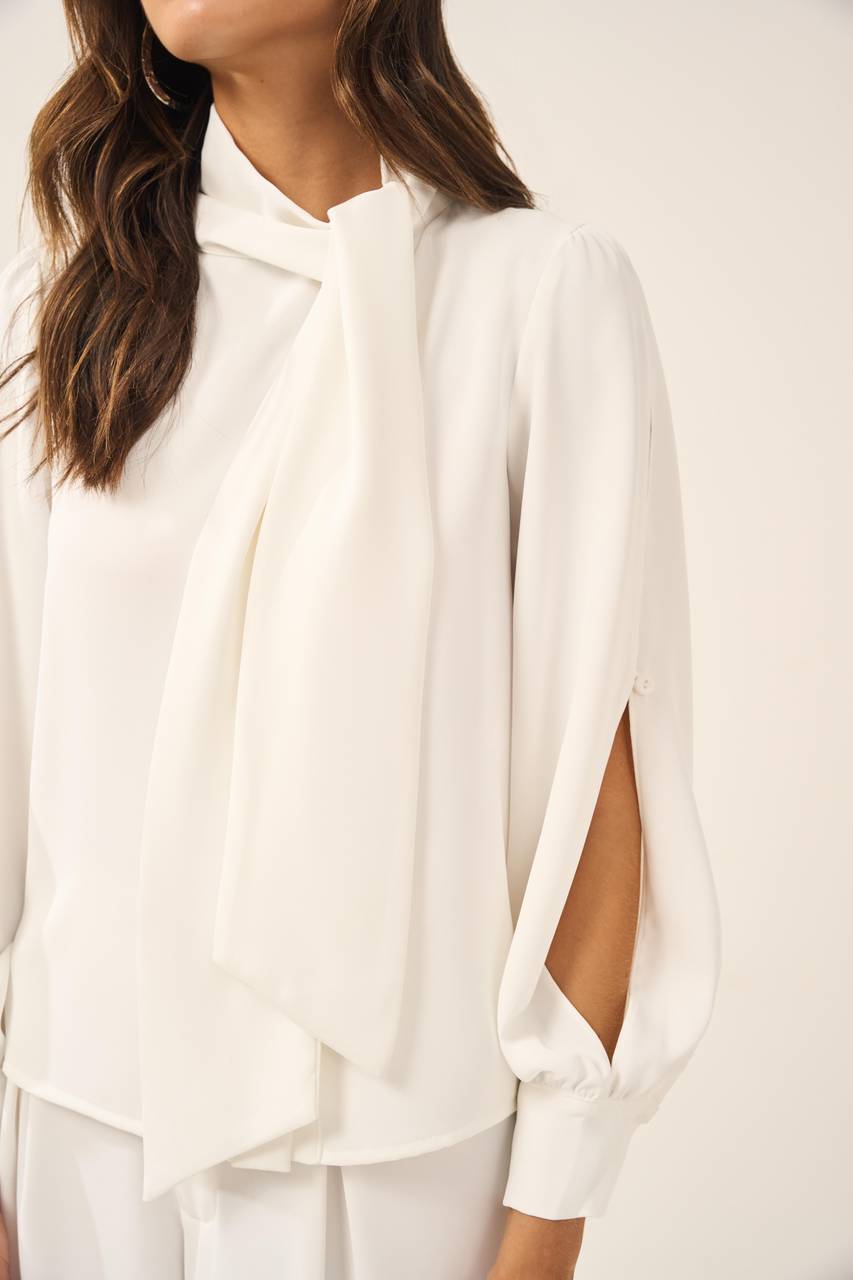 Camisa Gola Laço - Off White CAM0008OFF