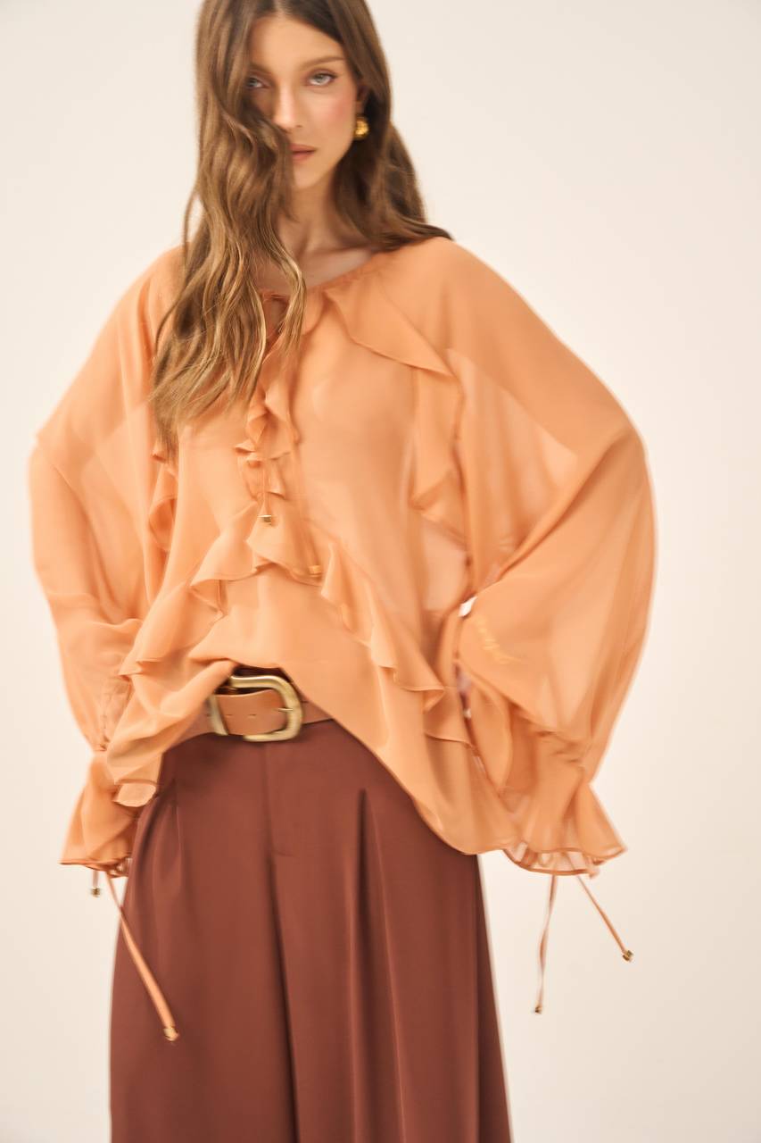 Blusa Crepe Babados BLU0001CAR