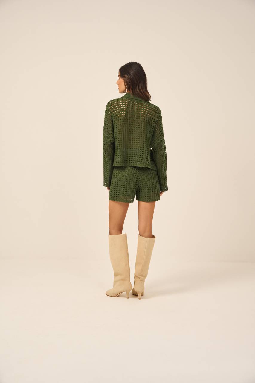 Conjunto De Short Tricot - Verde Militar CJT0007VDMT