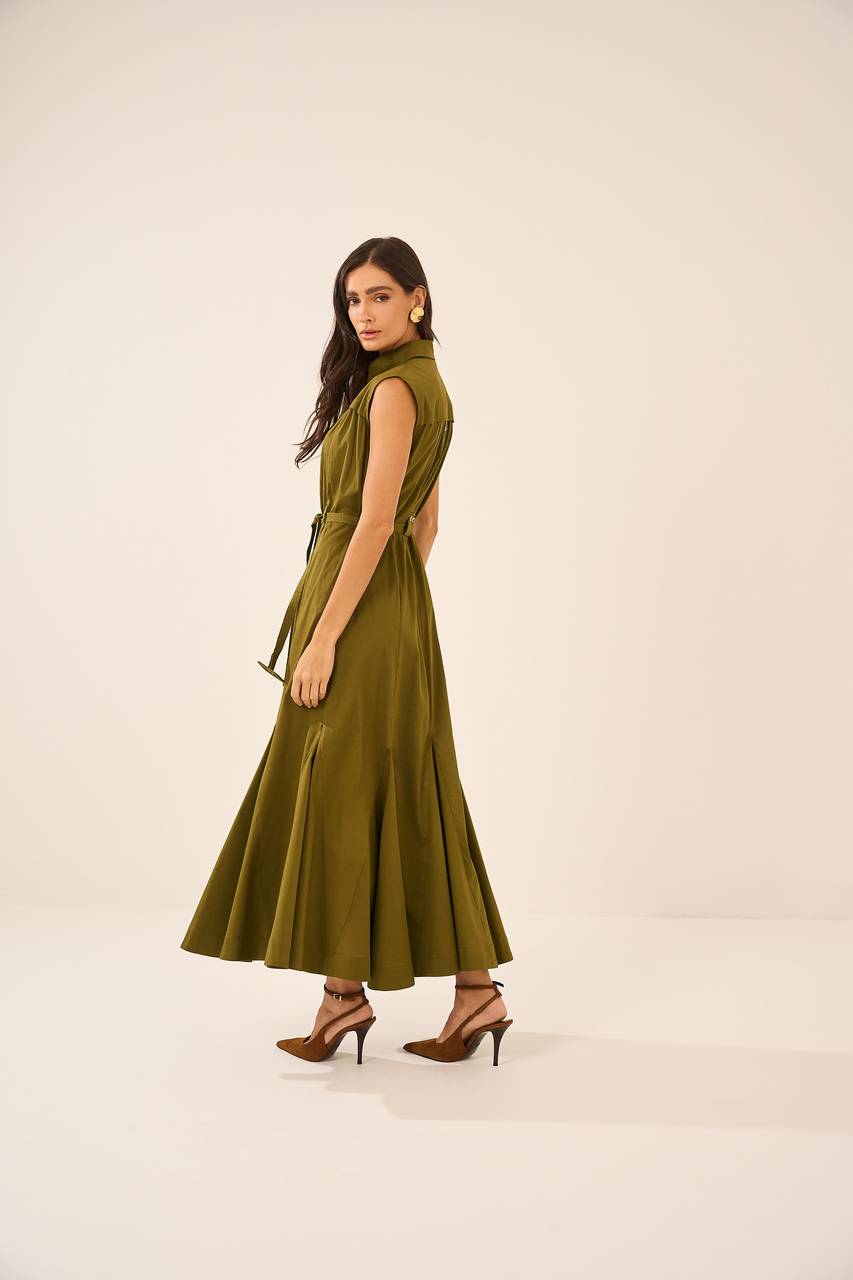 Vestido Abertura Frontal - Verde Militar VES0014VDMT