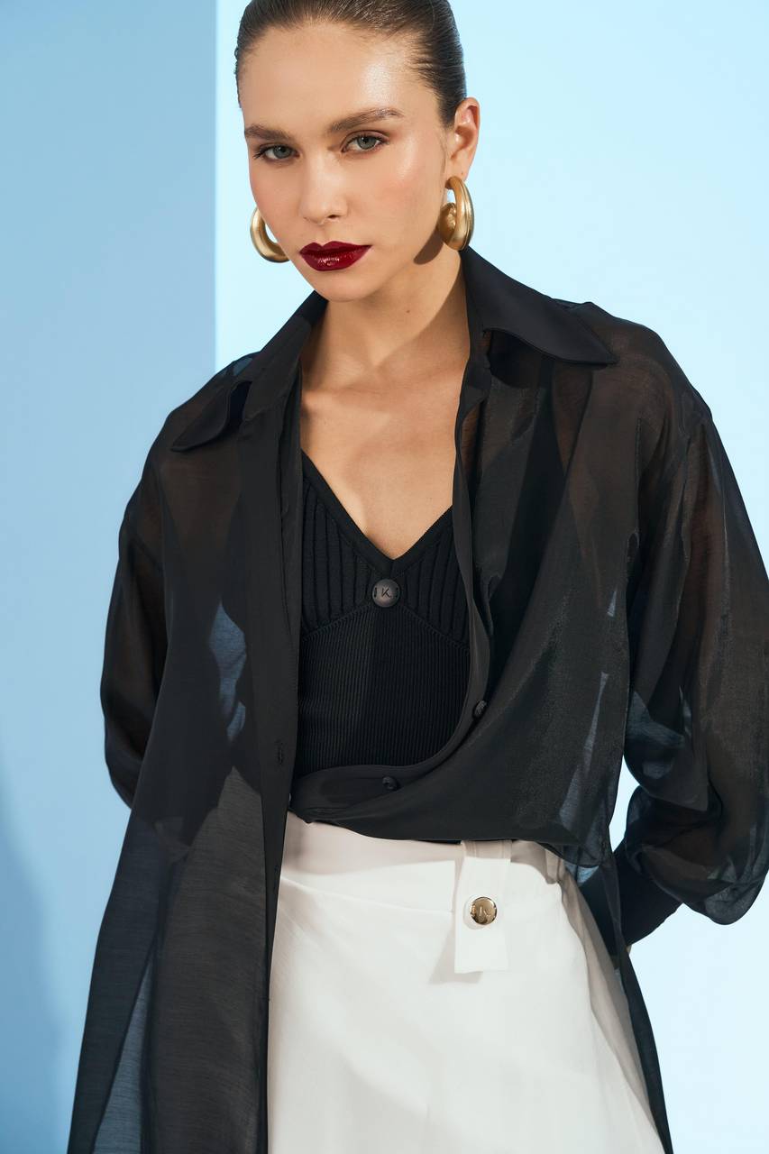Camisa Liocel Transparente - Preto CAM0025PTO