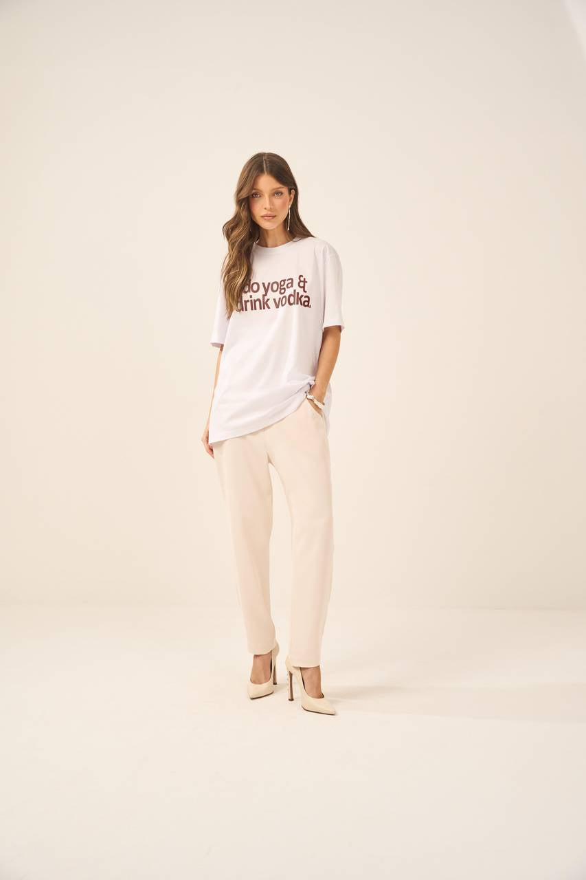 Tshirt Yoga - Branco/marrom BLU0005BR/MRO
