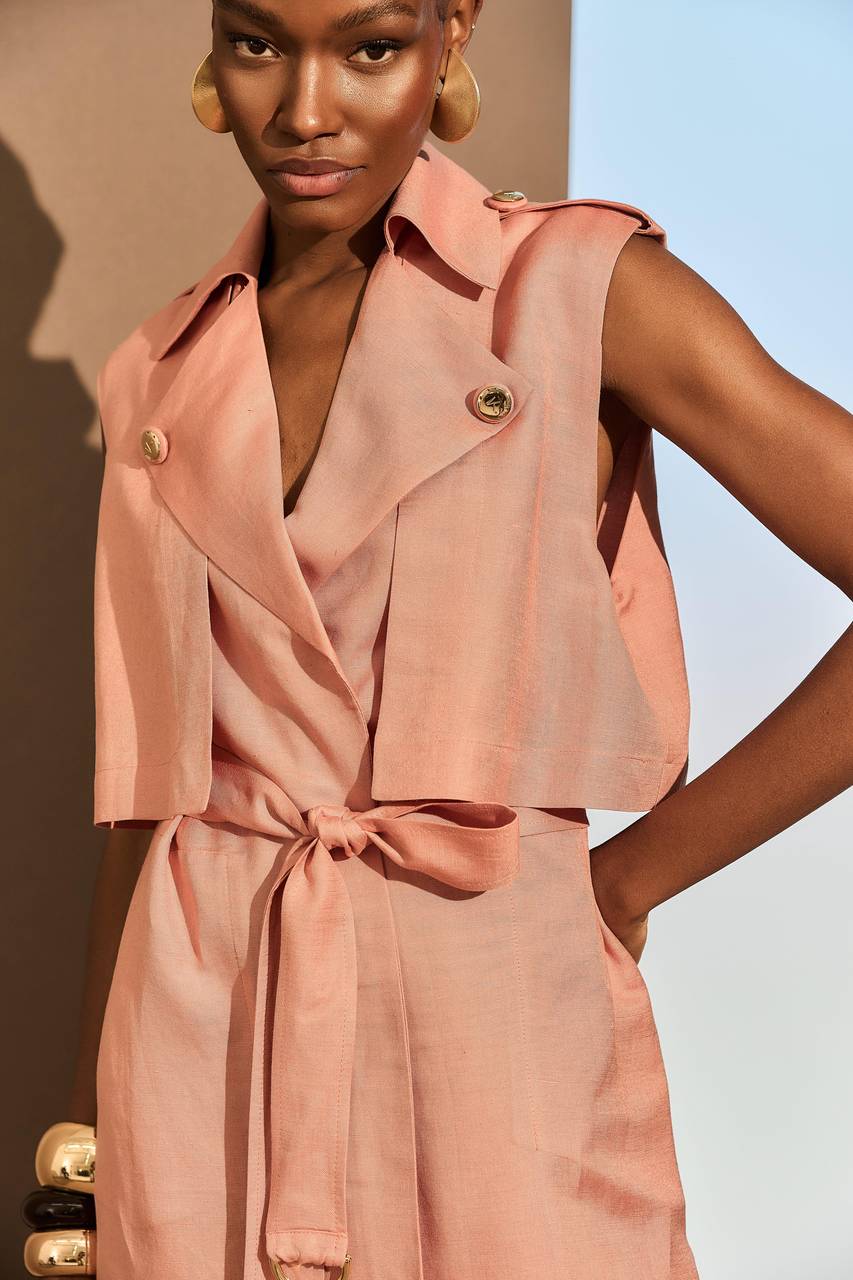Chemise Linho Sem Manga - Peach VES0031-PEA