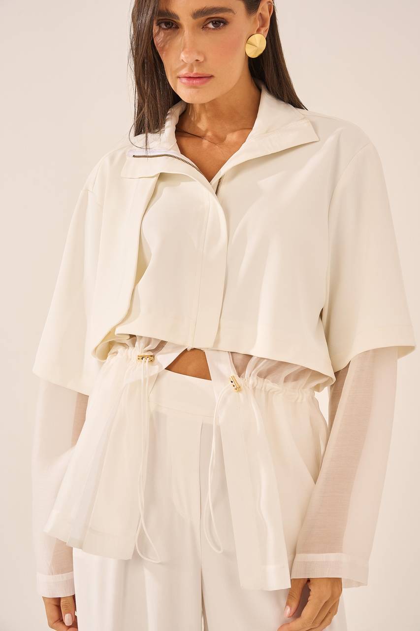 Parka Em Tecido Com Transparência - Off White PAK0004OFF