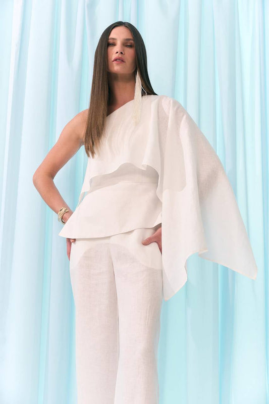 Blusa Envelope Linho Ombro Só - Off White BLU2004