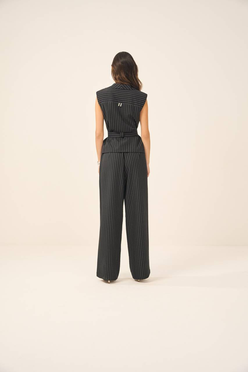 Conjunto Colete Calça Risca Giz - Preto CJT0013PTO