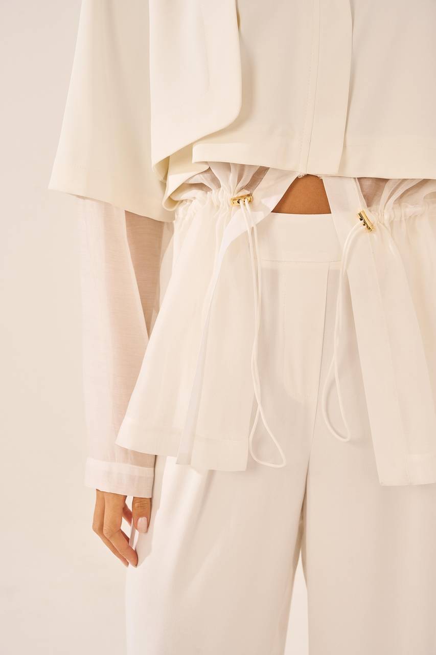 Parka Em Tecido Com Transparência - Off White PAK0004OFF