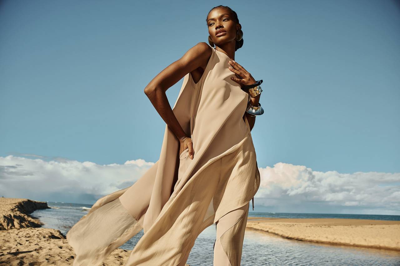 Vestido Longuete Crepe C/ Transparência - Bege VES0032BEG