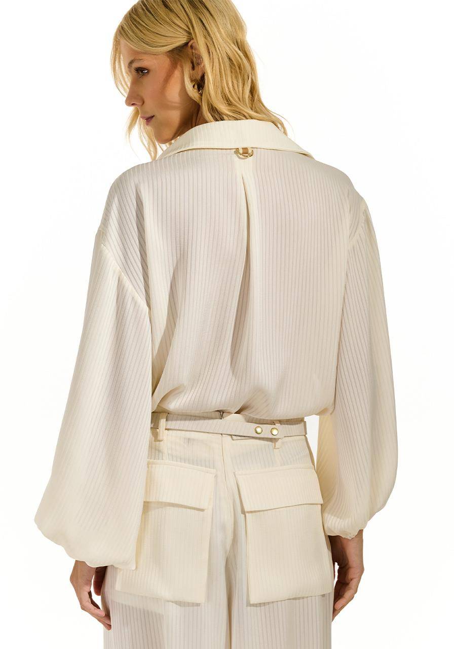 Camisa Fluida Bolso Solto - Off White CAM0053OFF