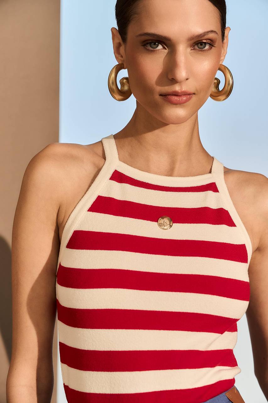 Regata Tricô - Vermelho/off BLU0057VE/OFF