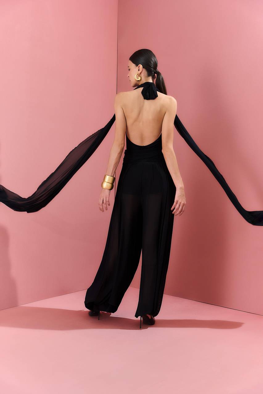 Conjunto Calça Aladin E Body Frente Única - Preto CJT0029PTO