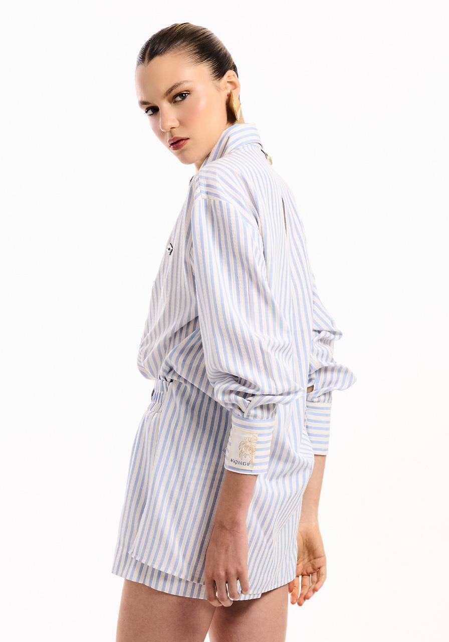 Camisa Listra Com Aplicação - Off/azul CAM2035OFF/AZ