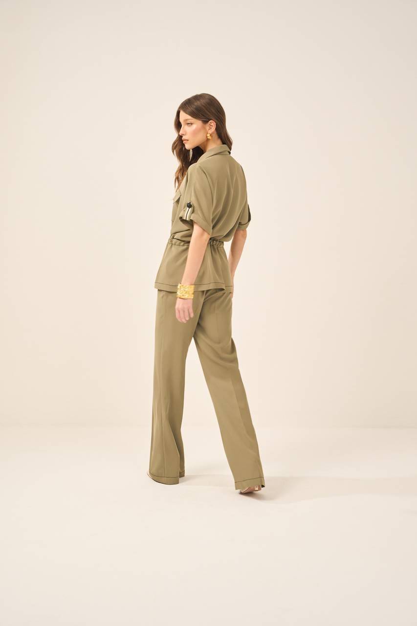 Calça Crepe Pesponto - Verde Militar CAL0015VDMT