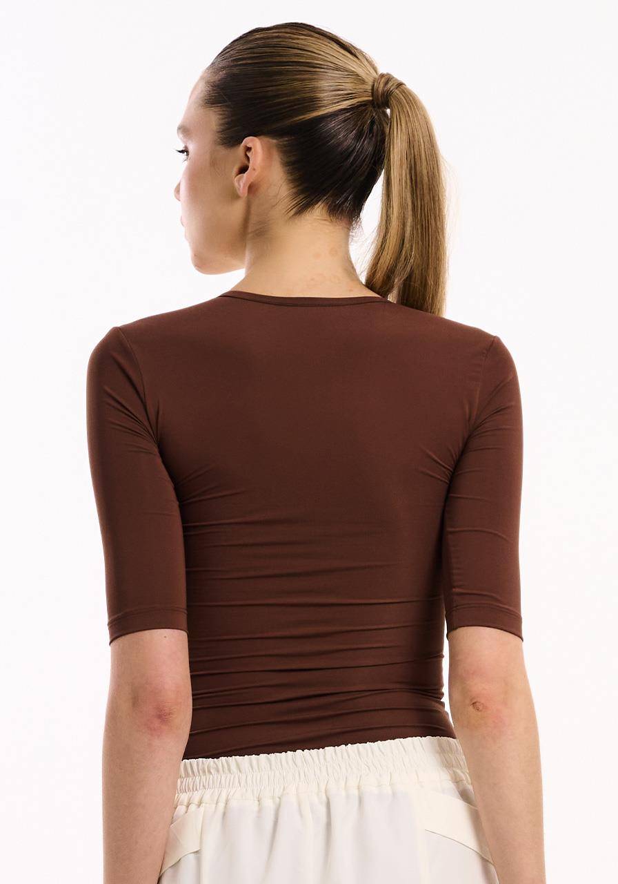 Blusa Decote Quadrado Fit - Chocolate BLU2143CHO