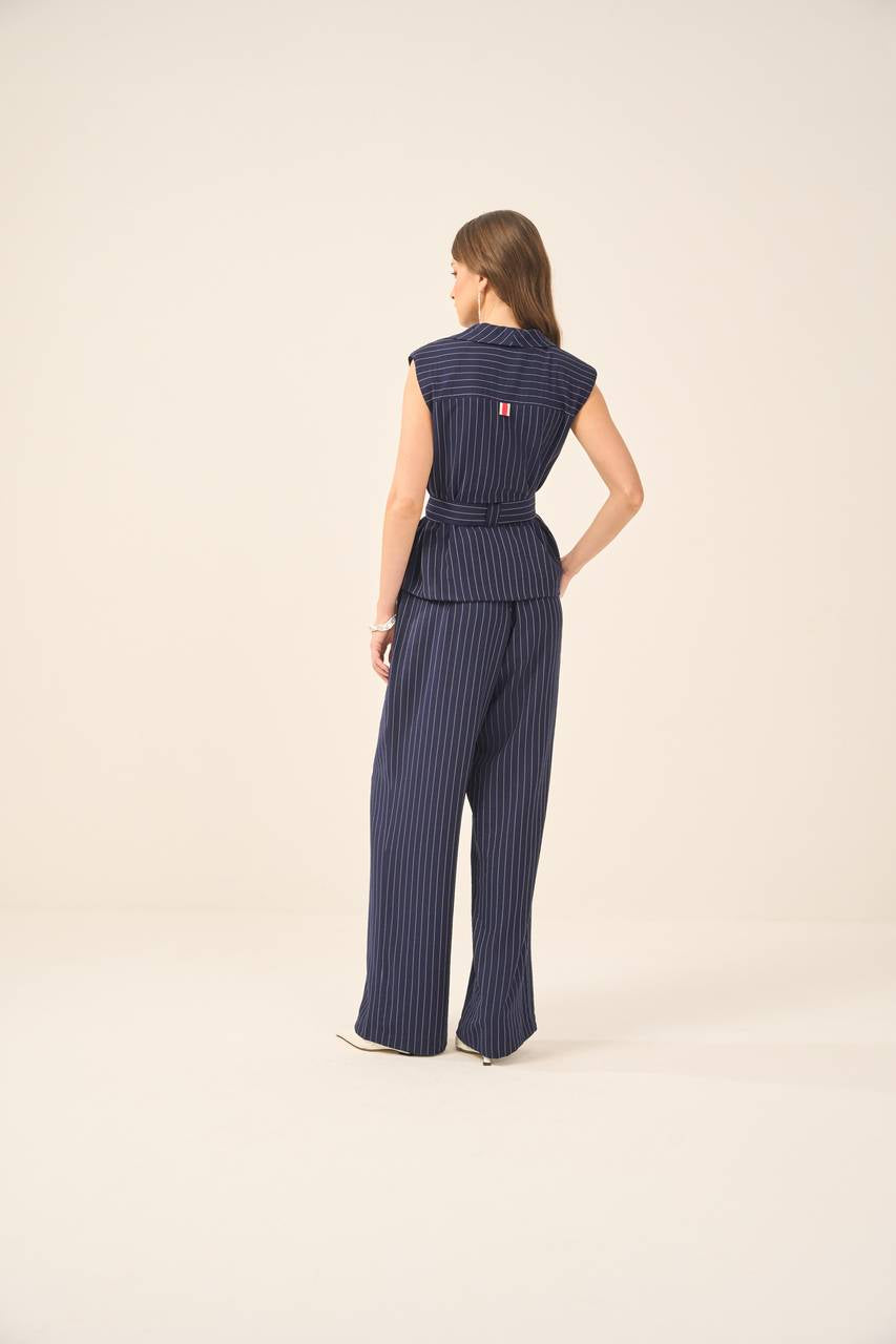 Conjunto Colete Calça Risca Giz - Marinho CJT0013MAR