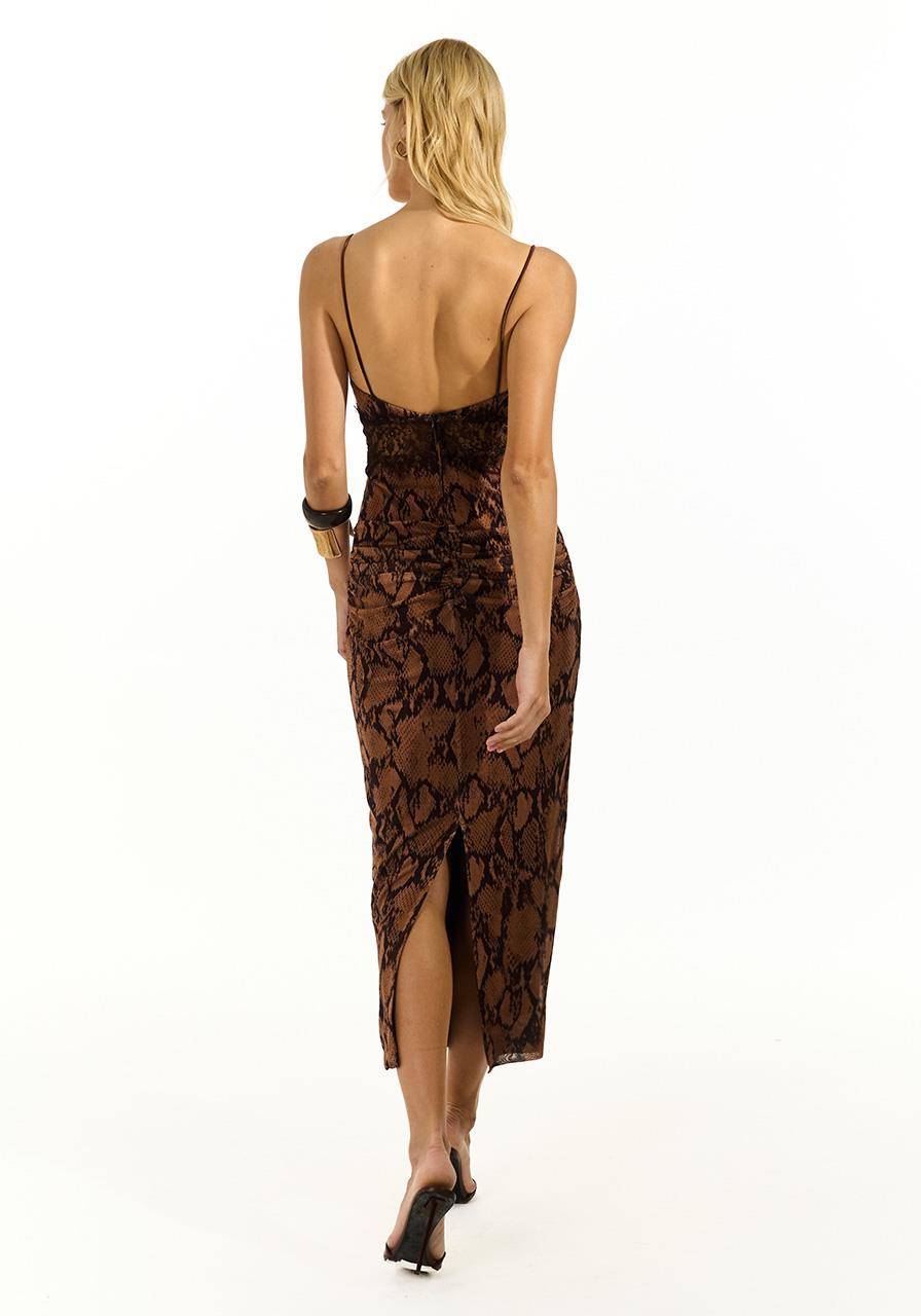 Vestido Tule Estampado Detalhe Renda - Choco Snake VES0122CH SN