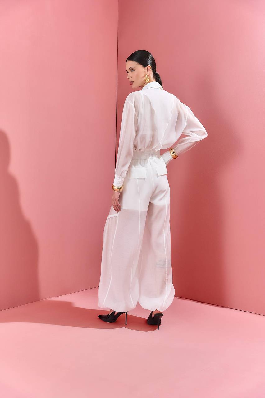 Camisa Fluida Transparente C/ Top - Off White CAM0024OFF