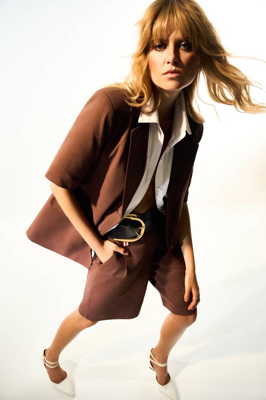 Conjunto Blazer E Bermuda Manga Curta - Marrom CJT0010MRO