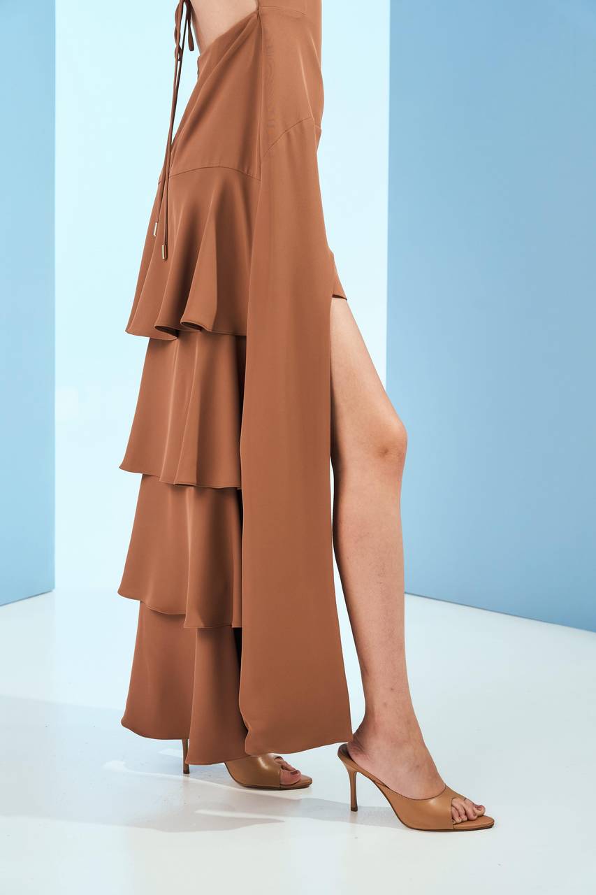 Vestido Com Vazado Frente - Mocha VES0057MCH