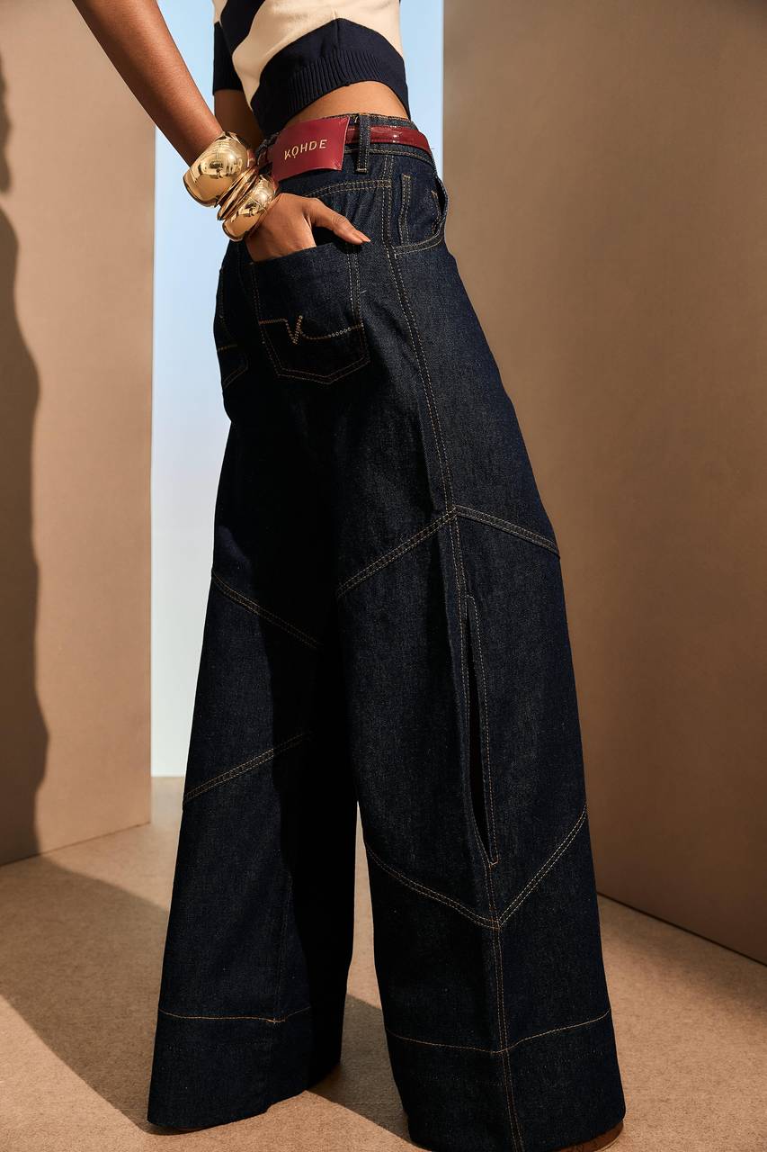 Calça Pantalona Abertura Lateral - Jeans CAL0055JEA