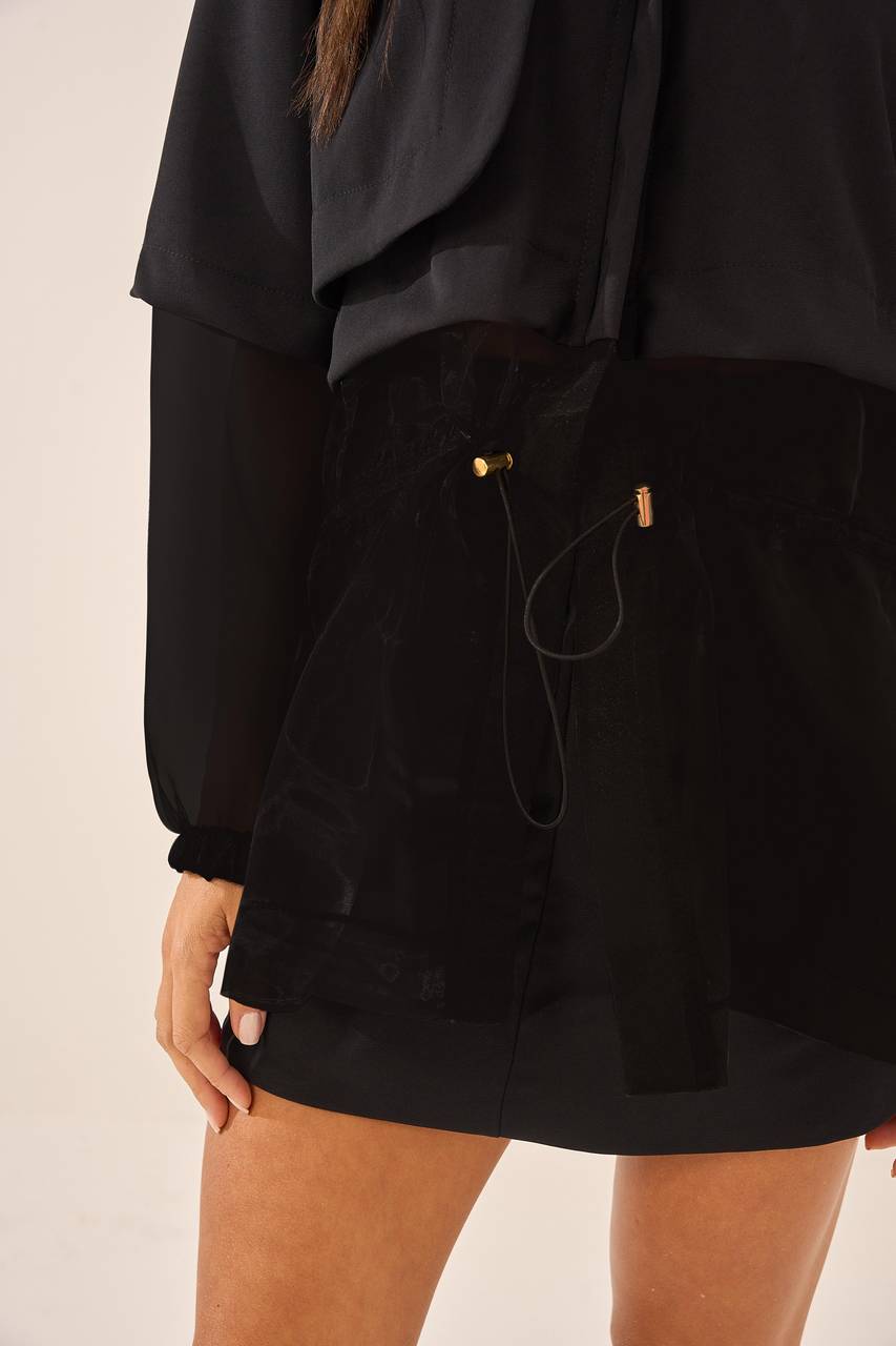 Parka Em Tecido Com Transparência - Preto PAK0004PTO