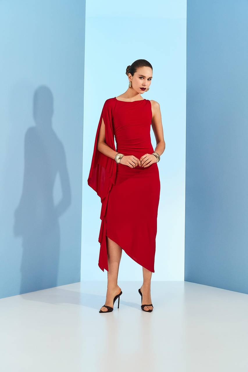Vestido Jersey Ombro Jabout - Vermelho VES0065-VEM
