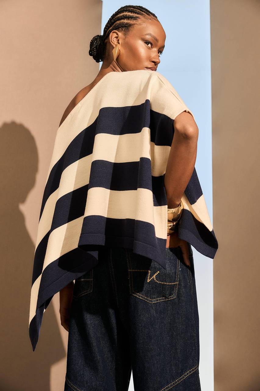 Blusa Tricô - Marinho/off BLU0056-MR/OFF