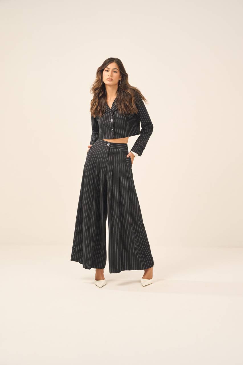 Conjunto Calça Saia Pantacurt Risca Gis - Preto CJT0012PTO