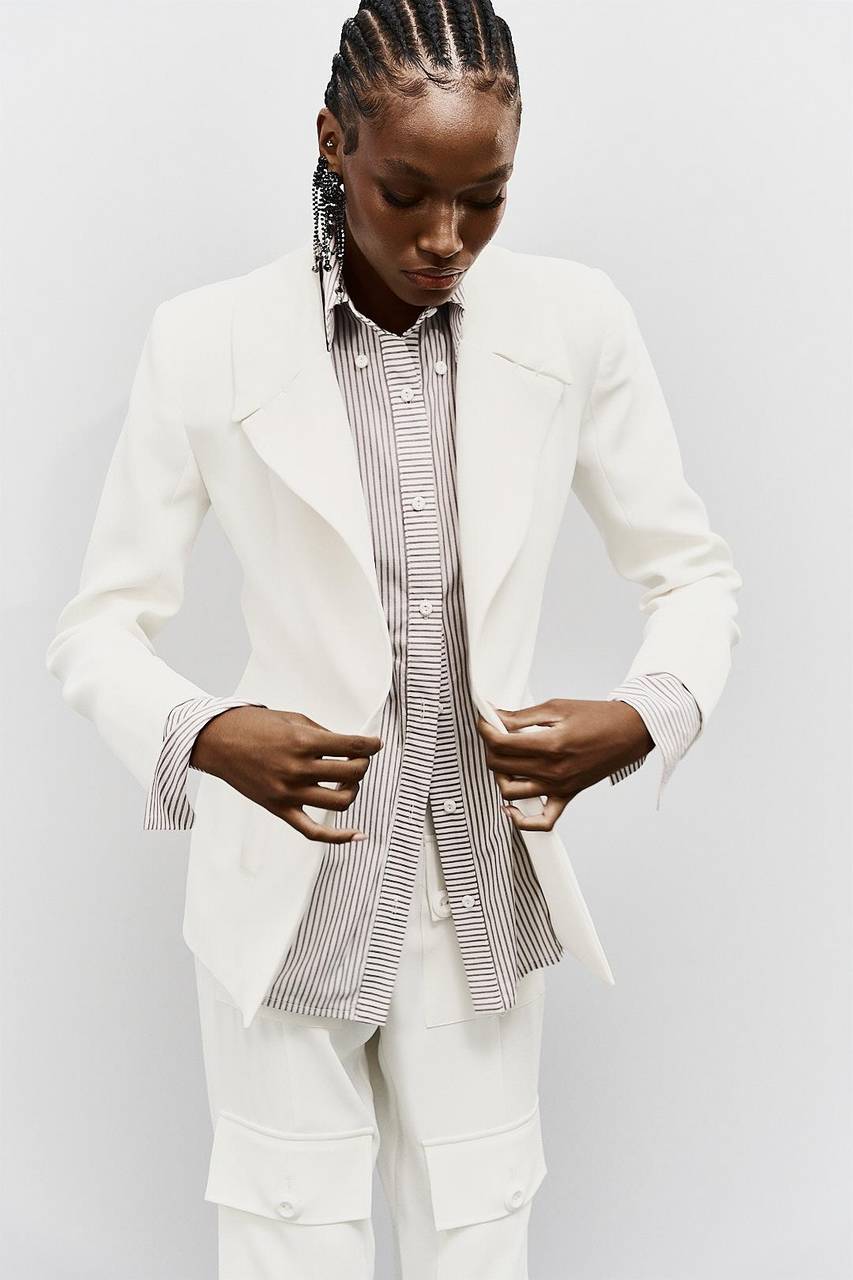 Blazer Box Com Alfaiataria Listras - Off White BLZ0018OFF