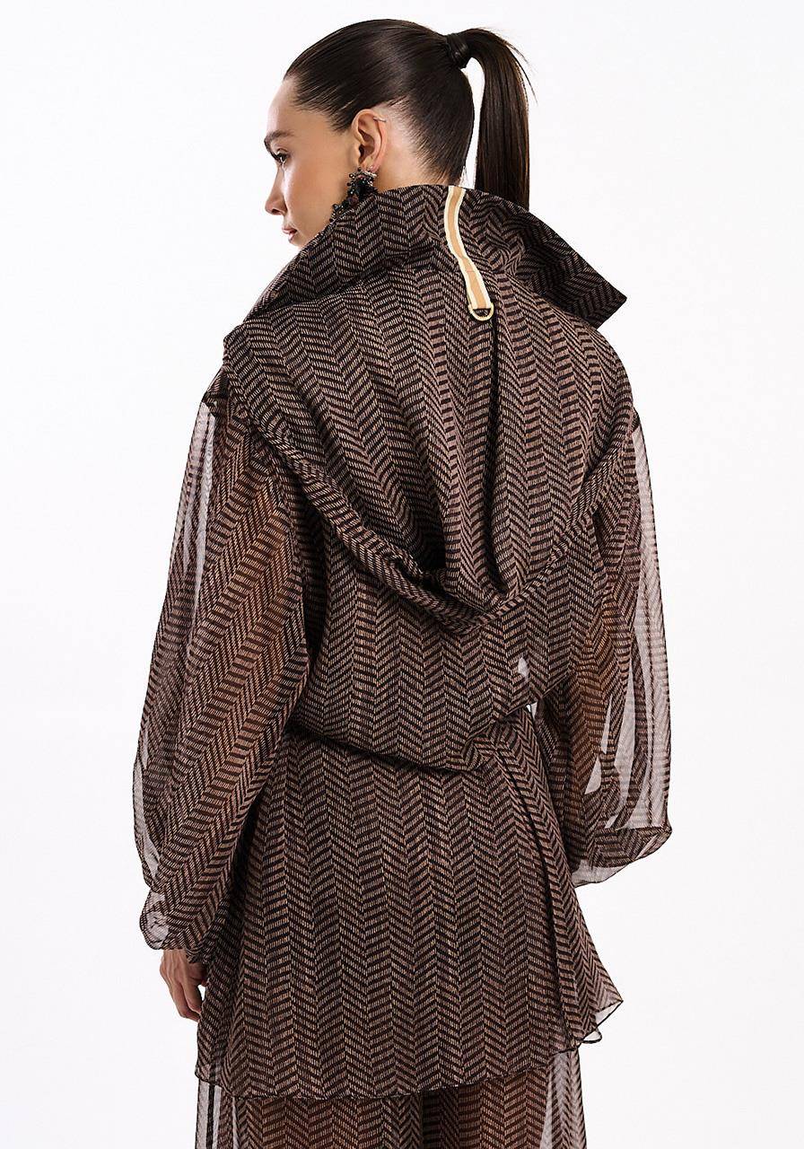 Parka Curta Oversized - Chevron Marrom PAK2006CHE