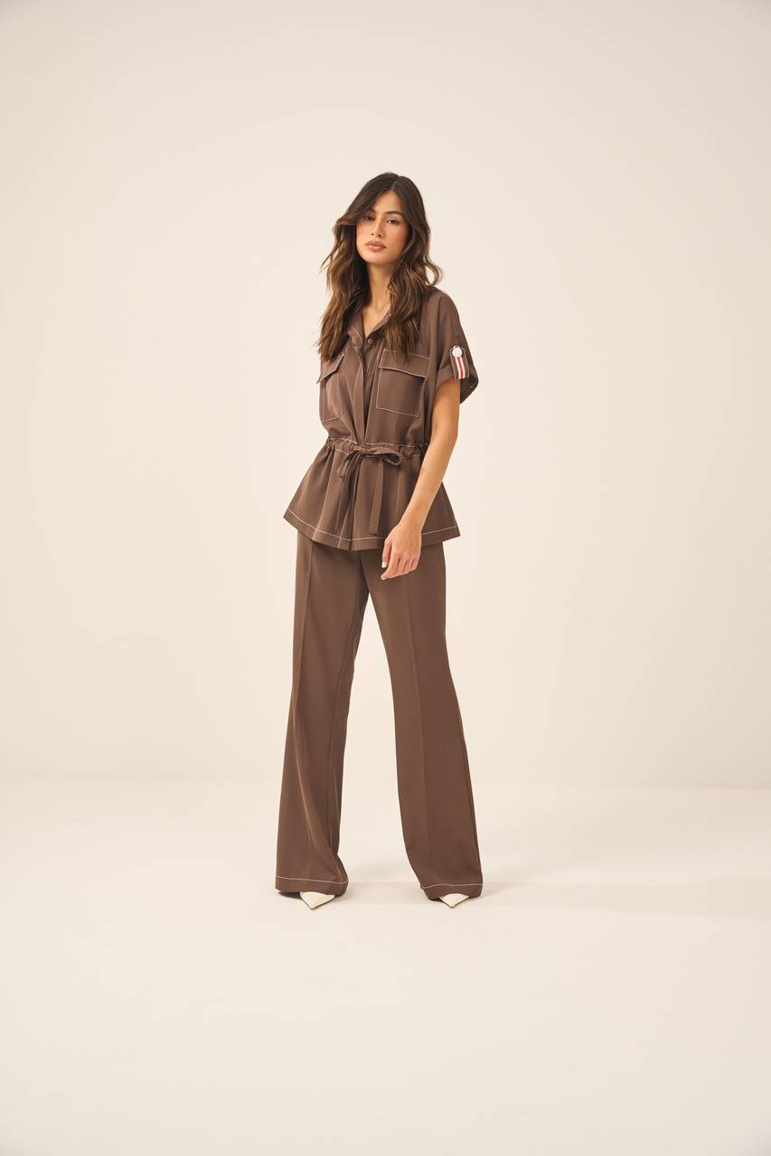 Calça Crepe Pesponto - Chocolate CAL0015CHO