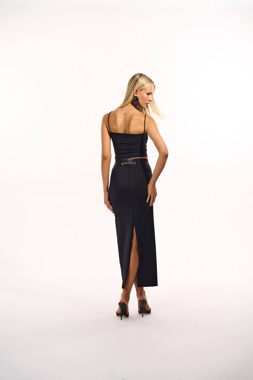 Saia Maxi Midi Justa - Preto SAI0057PTO