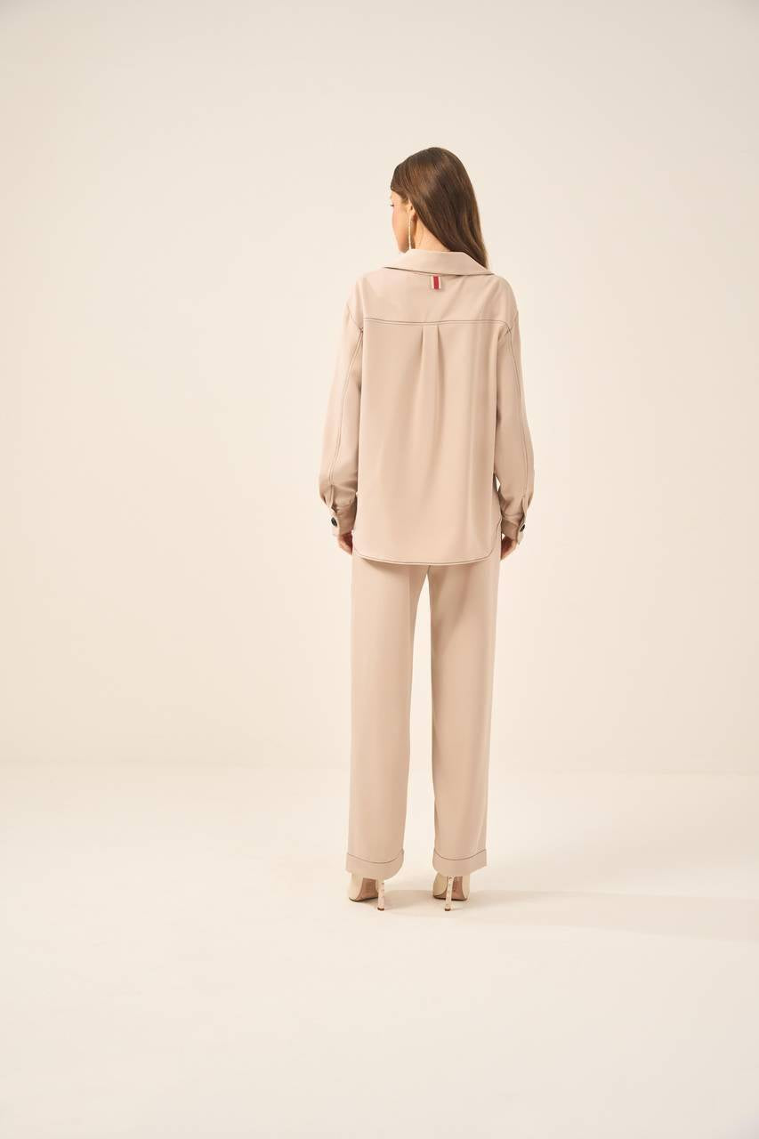 Camisa Crepe Pesponto - Areia CAM0010-ARE