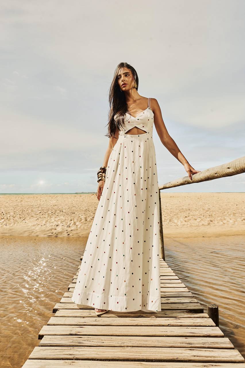 Vestido Algodão Poá - Off White VES0020OFF