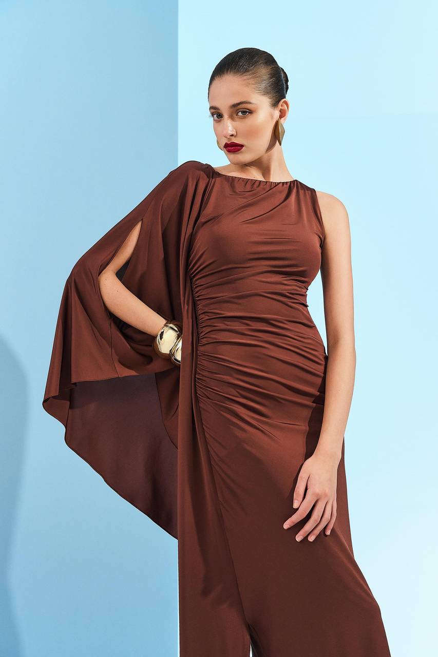 Vestido Jersey Ombro Jabout - Marrom VES0065MRO
