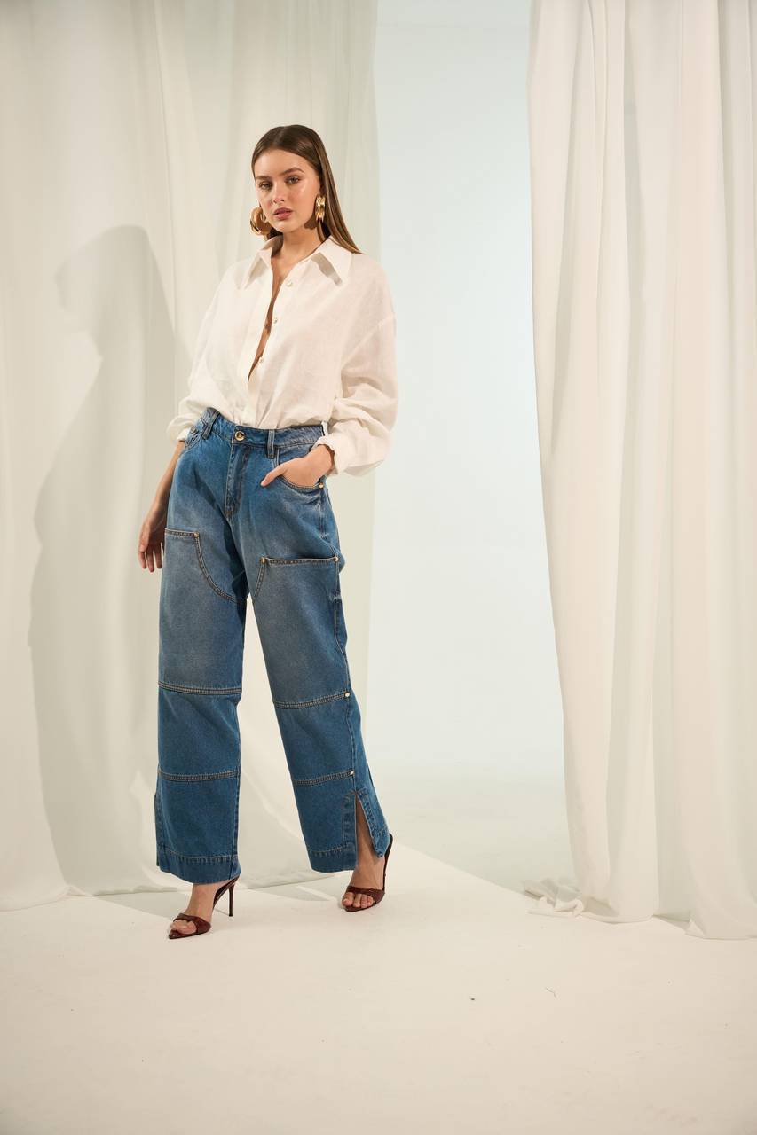 Calça Jeans Cargo - Jeans CAL2037JEA
