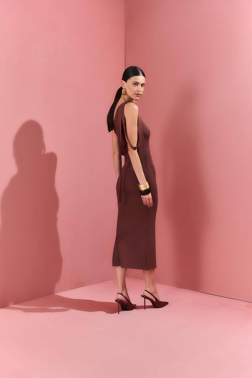 Vestido Tricot Tiras - Marrom VES0061MRO