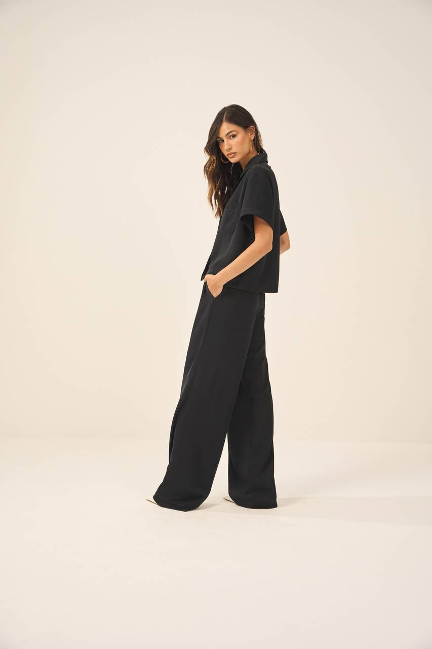Conjunto Camisa Crepe Calça Elastico - Preto CJT0005PTO