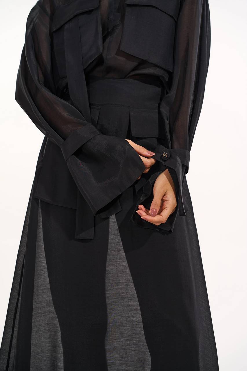 Camisa Leve Transparência Bolso Cargo - Preto CAM0046PTO