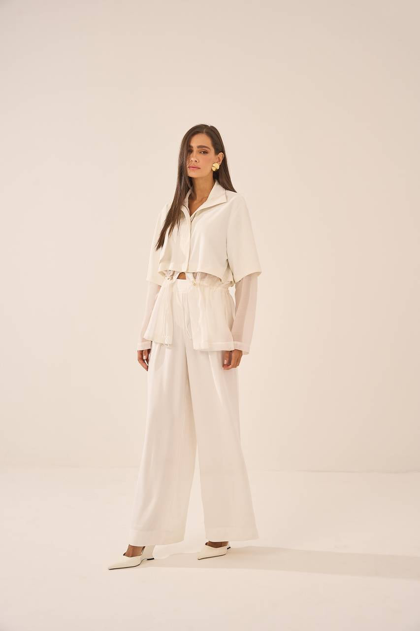 Parka Em Tecido Com Transparência - Off White PAK0004OFF