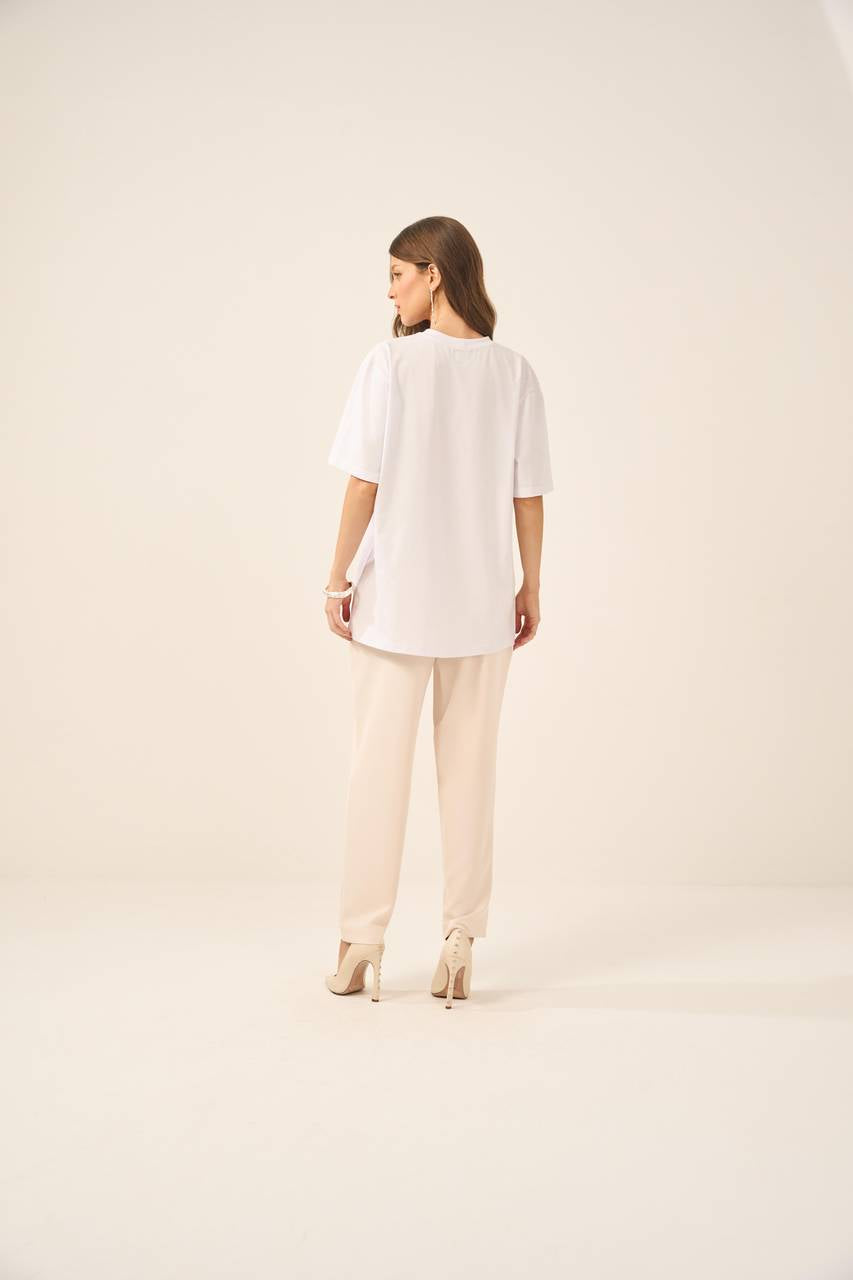 Tshirt Yoga - Branco/marrom BLU0005BR/MRO