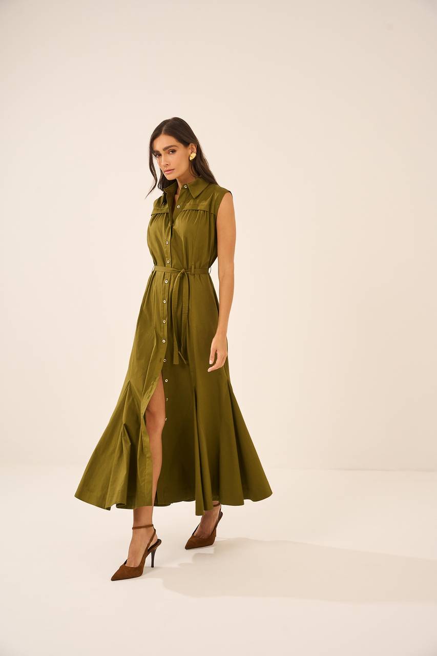 Vestido Abertura Frontal - Verde Militar VES0014VDMT