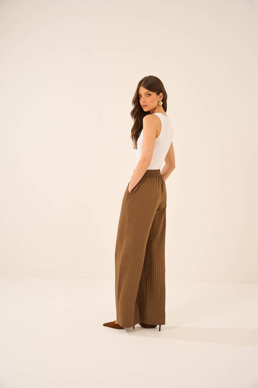 Calça Risca De Giz - Caramelo CAL0016PELE