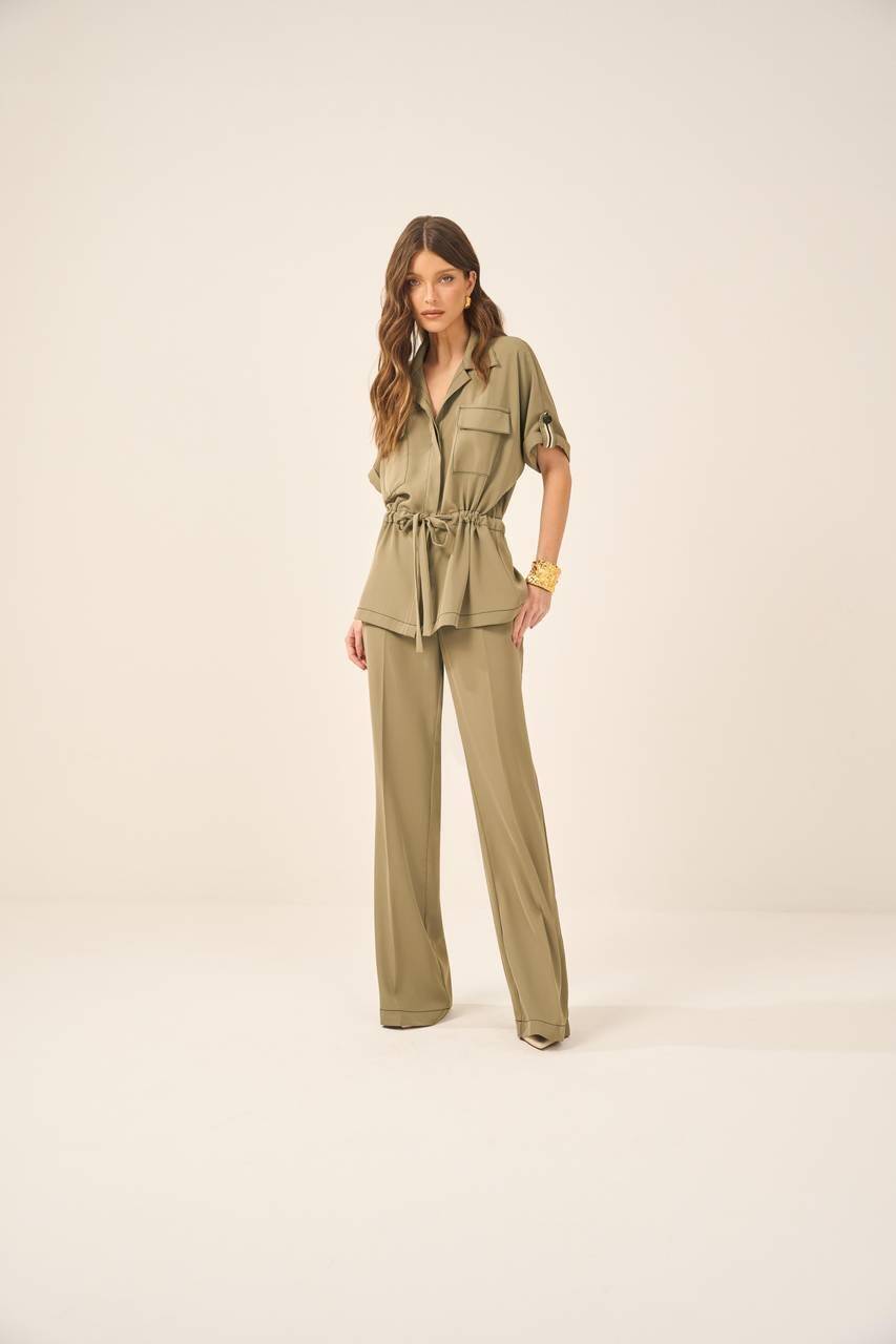 Calça Crepe Pesponto - Verde Militar CAL0015VDMT