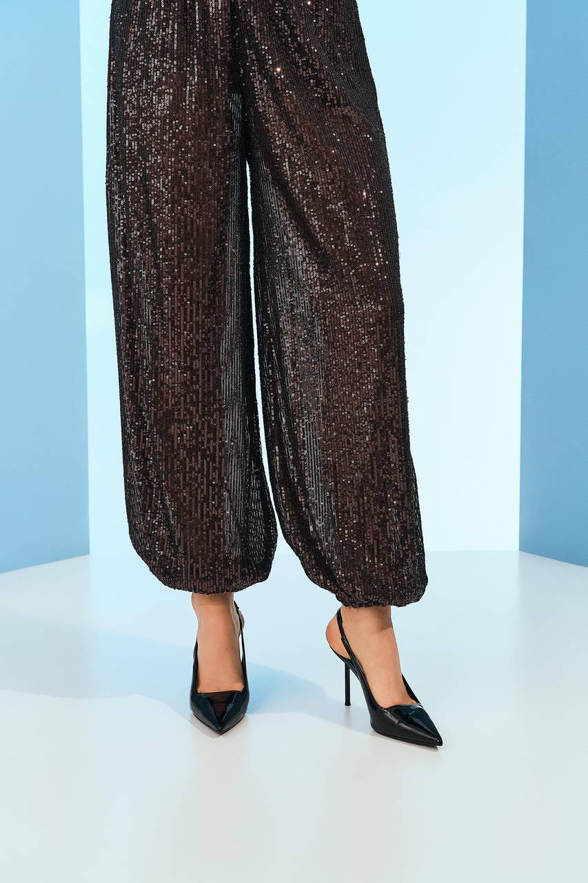 Calça Balonê De Paetê - Marrom CAL0081MRO