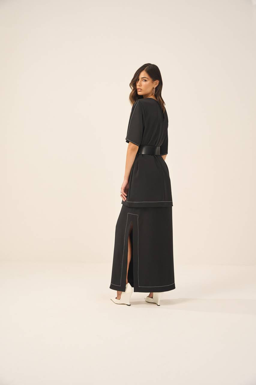 Conjunto Saia E Tunica Crepe - Preto CJT0002PTO