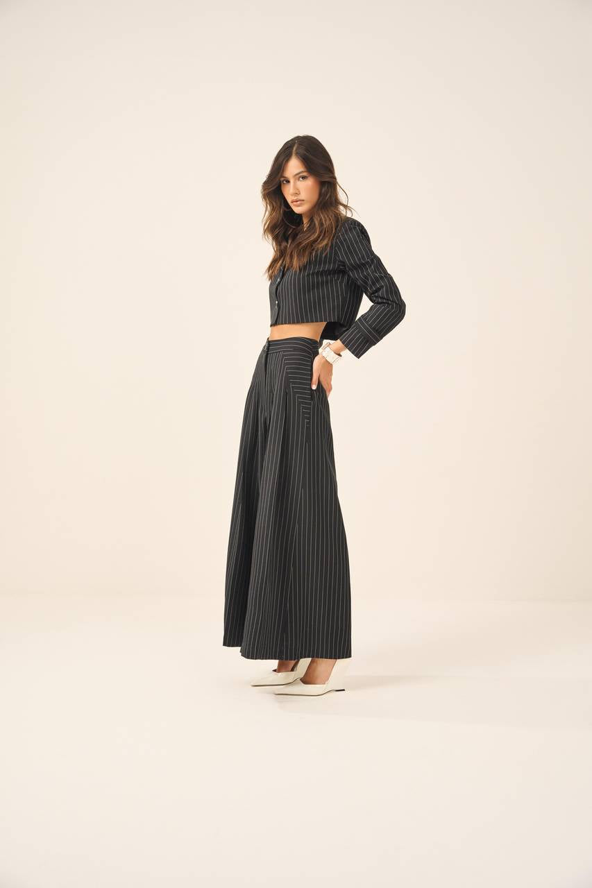 Conjunto Calça Saia Pantacurt Risca Gis - Preto CJT0012PTO