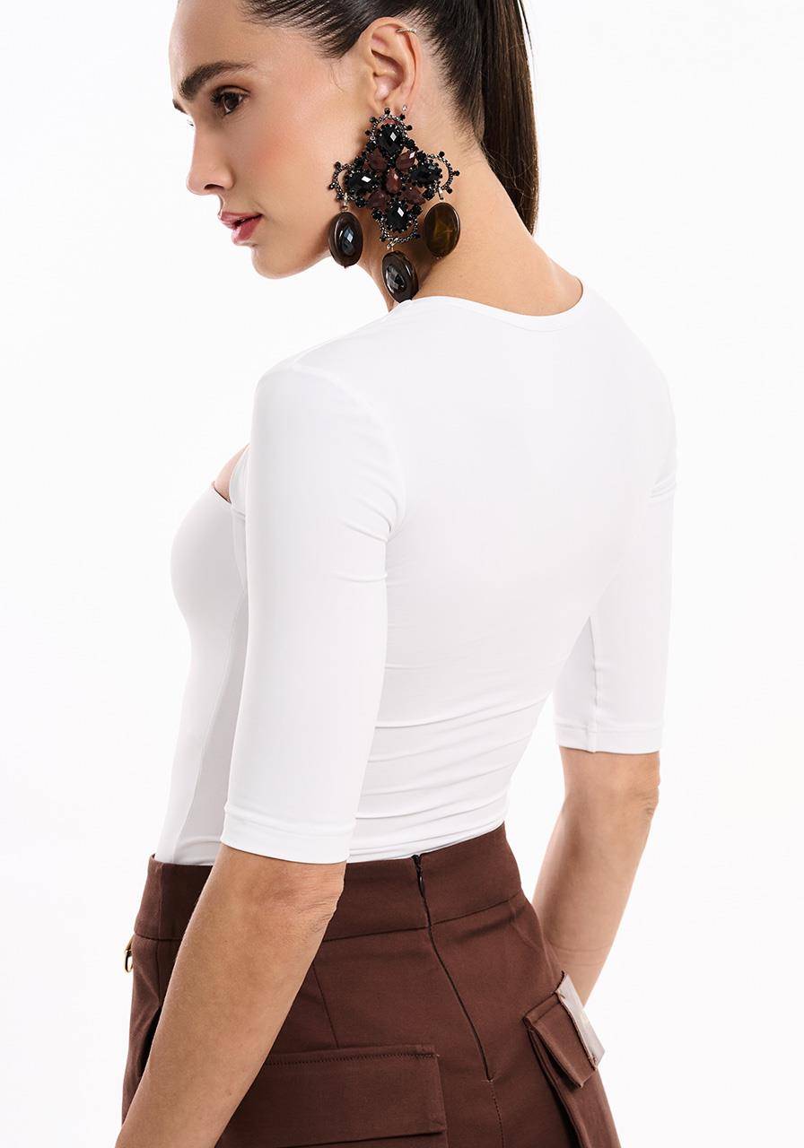 Blusa Decote Quadrado Fit - Branco BLU2143BRA