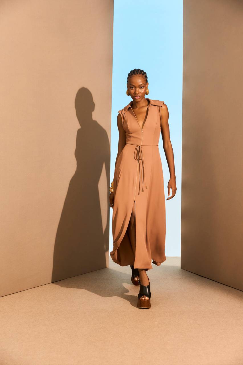 Vestido Longuete Costas Vazada - Mocha VES0027MCH